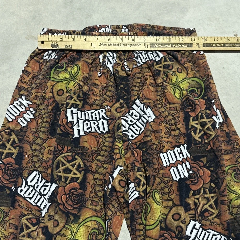 Guitar Hero Pajama Pants Men's SZ M Brown Graphic Print Gamer Lounge Sleep Band
